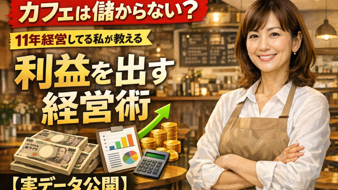 カフェ経営11年の経験から利益を出す経営術を解説する記事のアイキャッチ画像